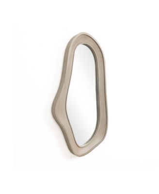 Natural Wood Framed Oval Irregular Wall Mirror, Accent and Vanity