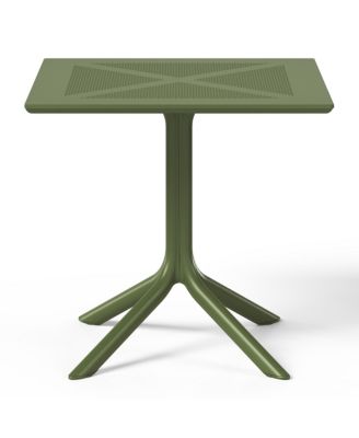 5-Piece Outdoor Resin Square Patio Dining Table Set with Modern Stackable Patio Dining Chairs