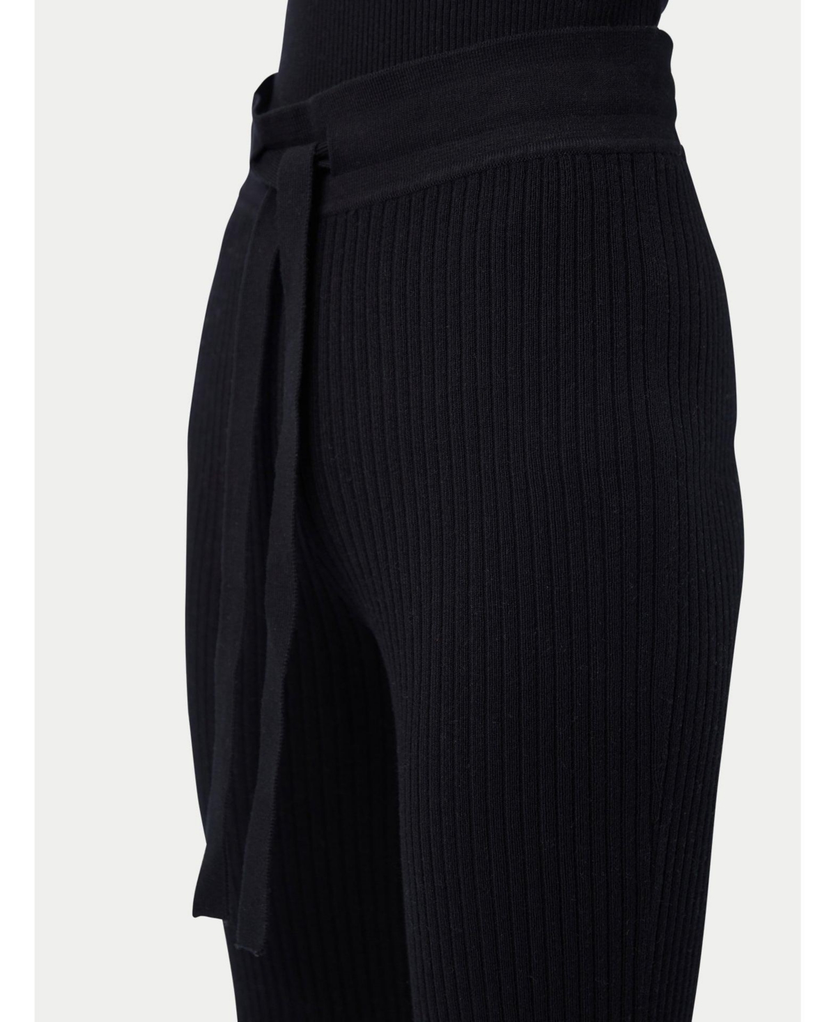 Gobi Cashmere Women's Drawstring Ribbed Cotton Silk Cashmere Blend Flares