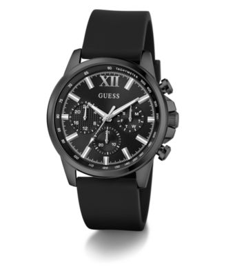 Men's Multi-Function Black Silicone Watch, 44mm