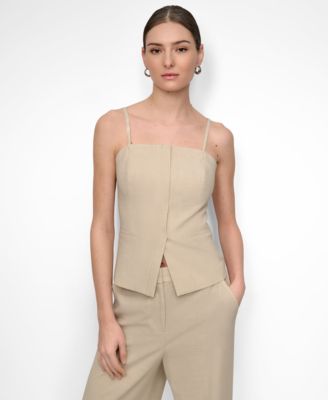 DKNY - Women's Seersucker Square-Neck Bustier Top