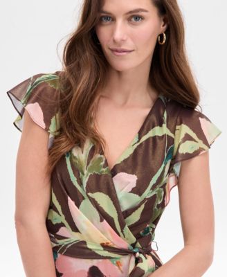 Women's High-Low Ruffle Floral Midi Dress