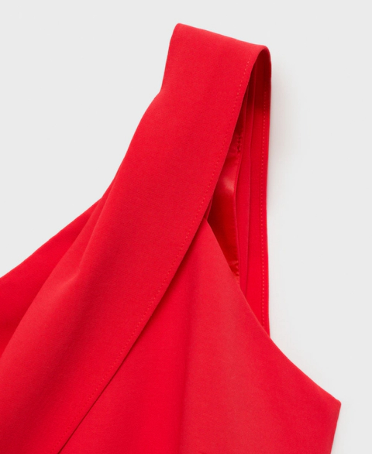 Mango One Shoulder Draped Dress In Red