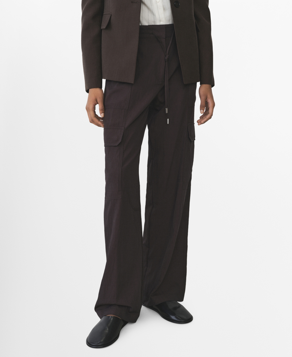 Shop Mango Women's Soft Cargo Trousers In Charcoal