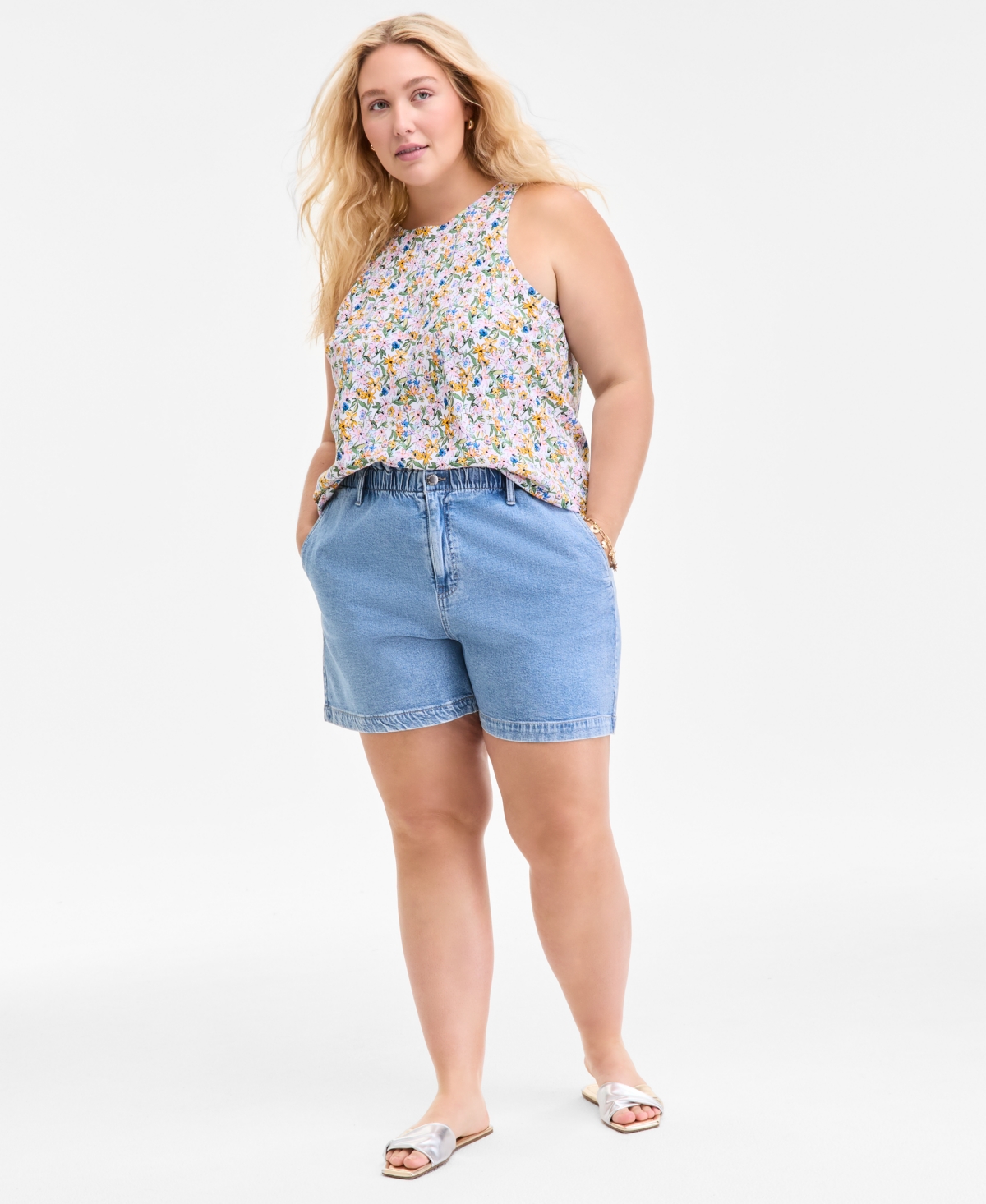 ON 34TH TRENDY PLUS SIZE DENIM SHORTS, EXCLUSIVELY AT MACY'S 