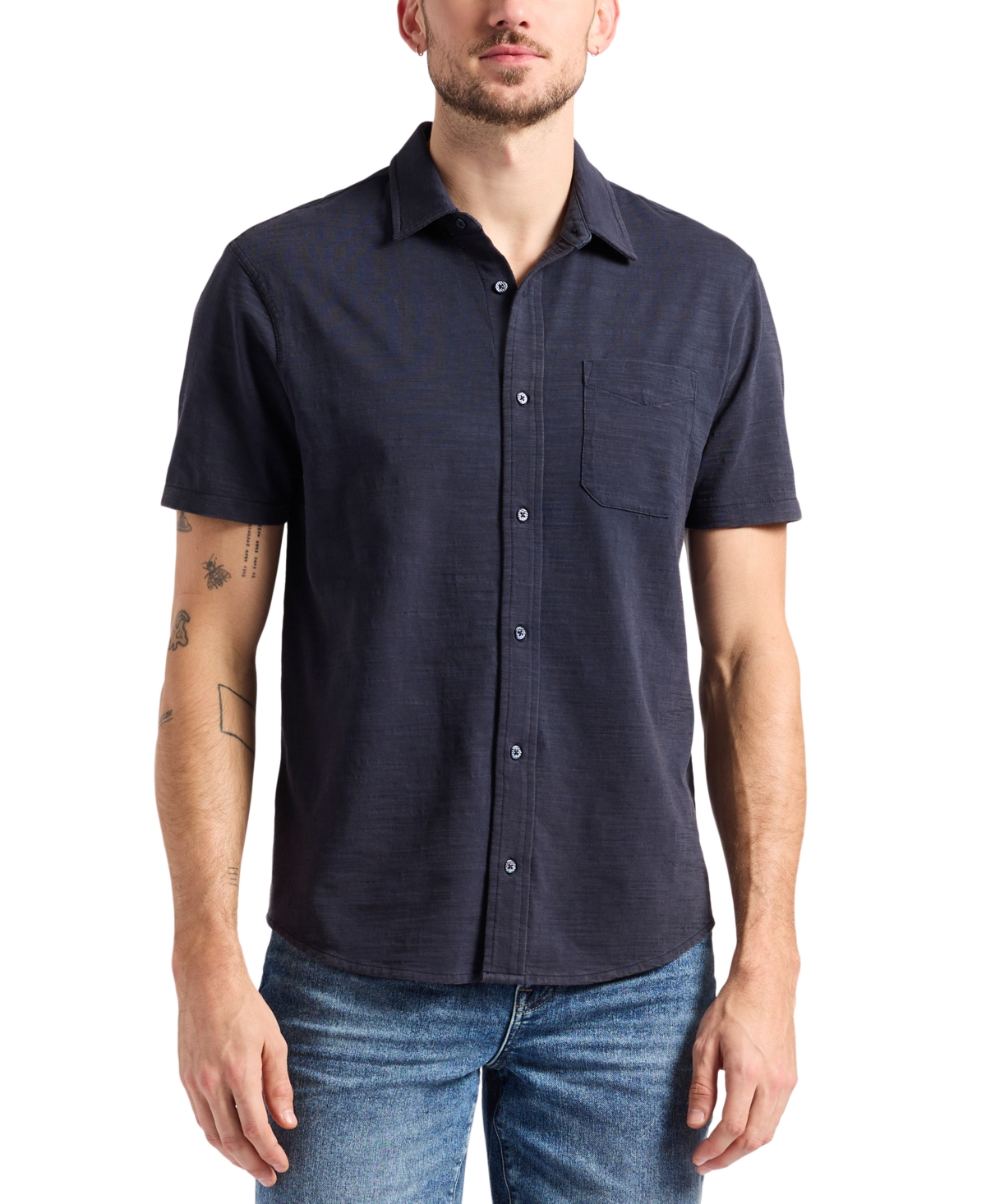 Men's Savoya Fitted Short Sleeve Button-Front Shirt - Whale
