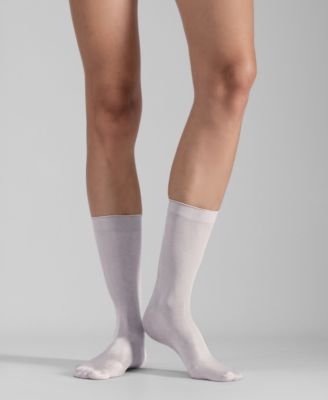 Women's Set of 2 Lustrous Silky Shiny Sheer Dress Socks SKU15002-BL	