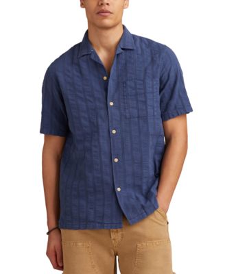 Lucky Brand - Men's Short Sleeve Seersucker Button-Front Camp Shirt