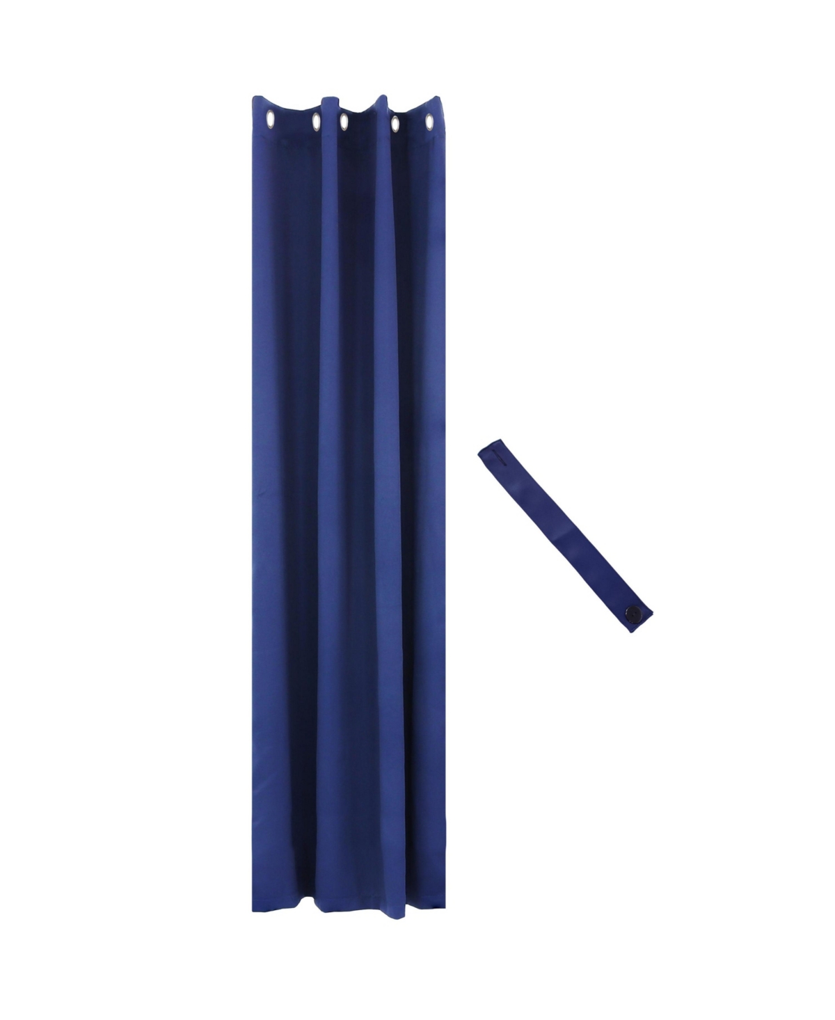 52 x 95-Inch Outdoor Blackout Curtain with Grommet Top - Includes Tiebacks - Blue - Gray