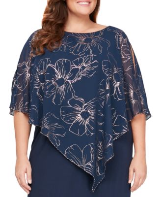 Plus Size Floral-Print Overlay Dress