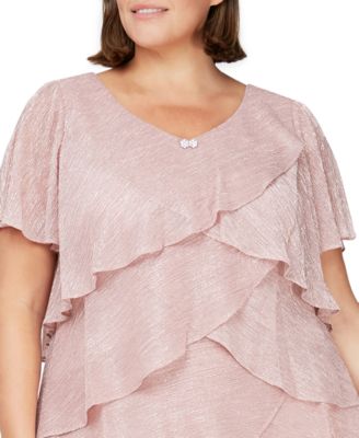 Plus Size Tiered Metallic Dress