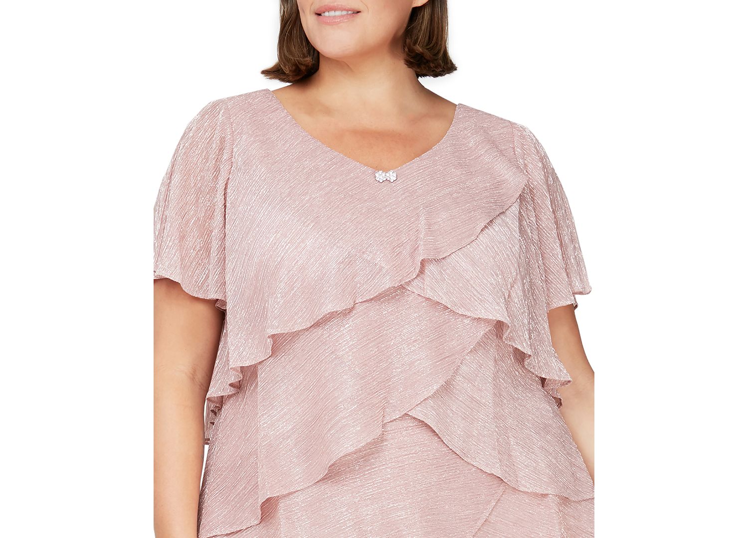 Plus Size Tiered Metallic Dress