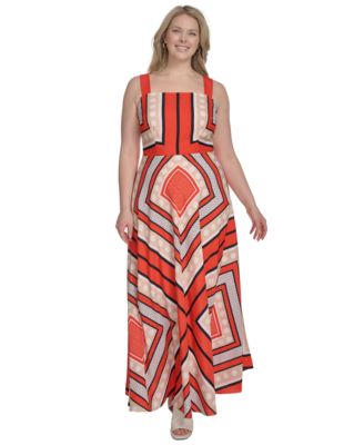 Eliza J - Plus Size Printed Square-Neck Maxi Dress