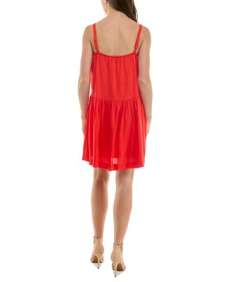 Petite Pintuck Square-Neck Mini Dress