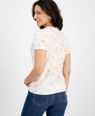 Women's Printed Short-Sleeve V-Neck Top, Exclusively at Macy's