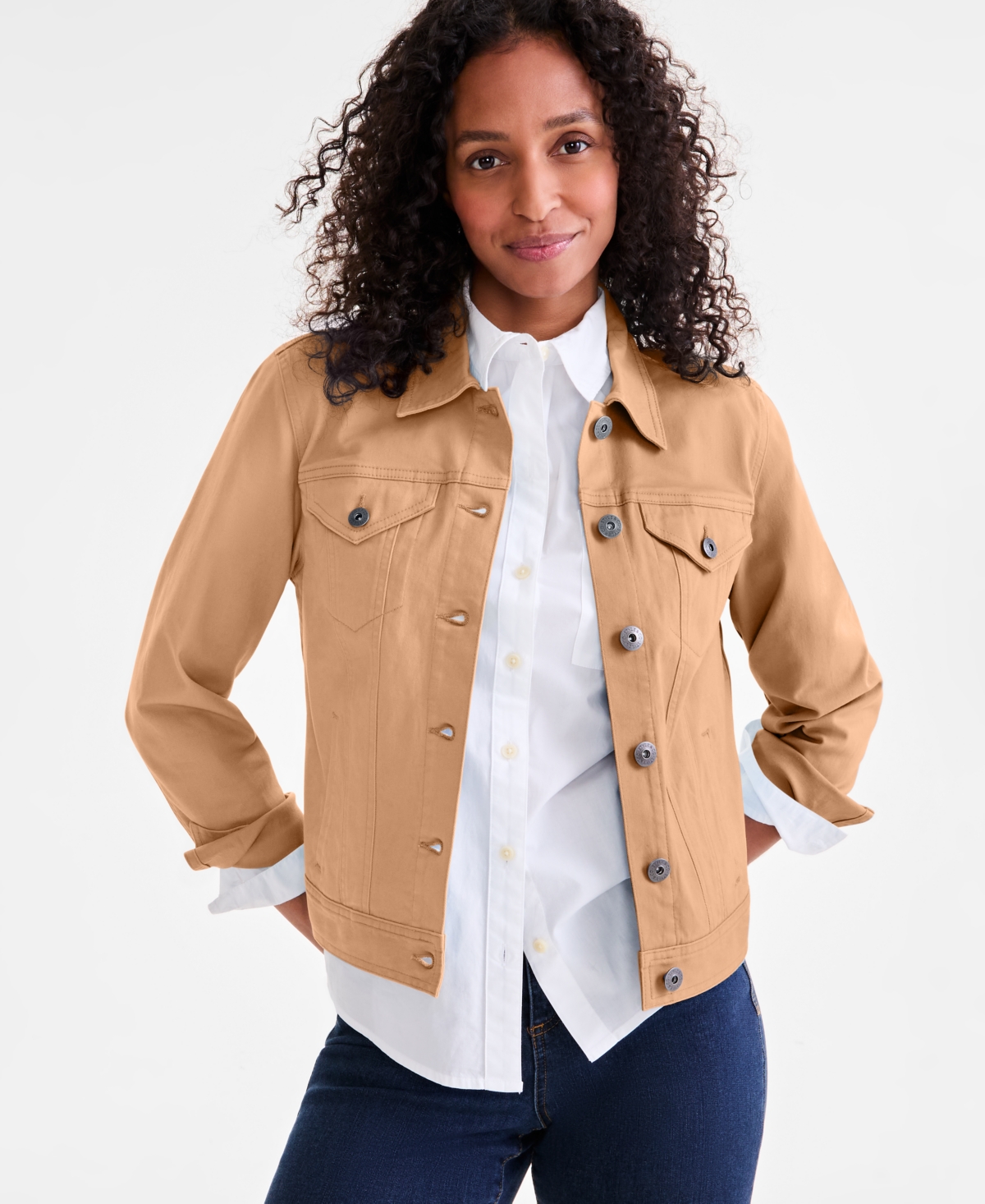 Petite Classic Denim Jacket, Created for Macy's - Blushing