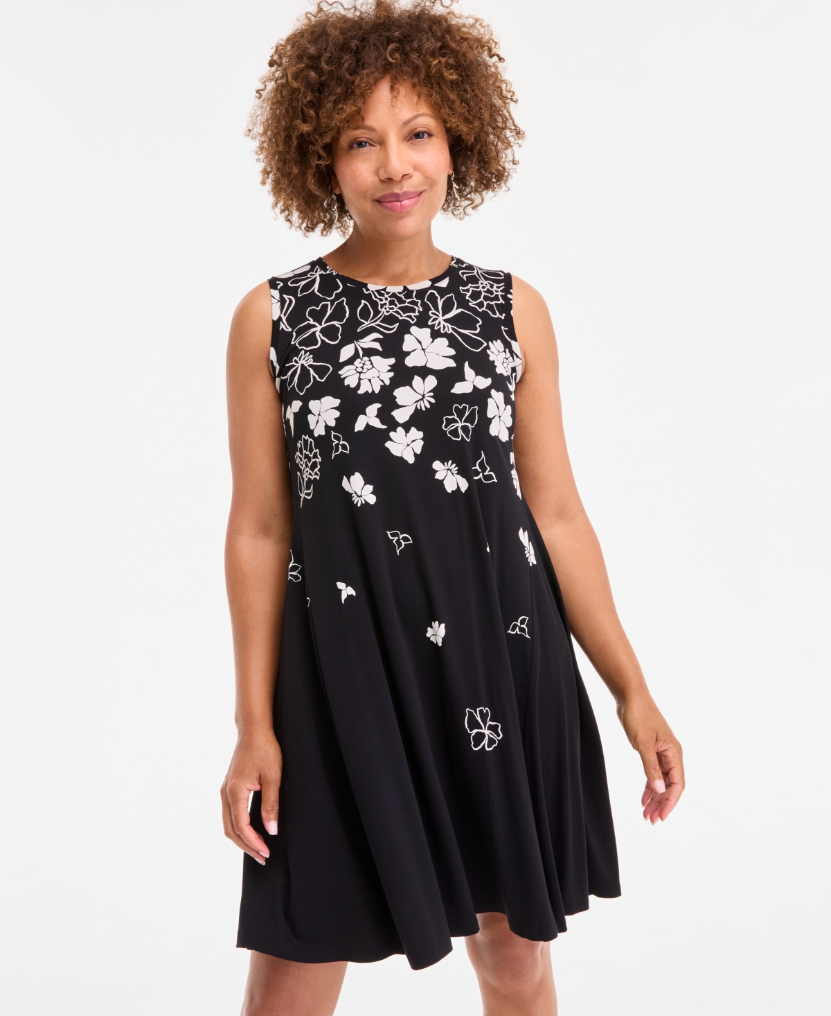STYLE & CO PETITE PRINTED SLEEVELESS FLIP FLOP DRESS, EXCLUSIVELY AT MACY'S 