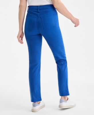 Women's Straight-Leg High Rise Twill Pants, Created for Macy's