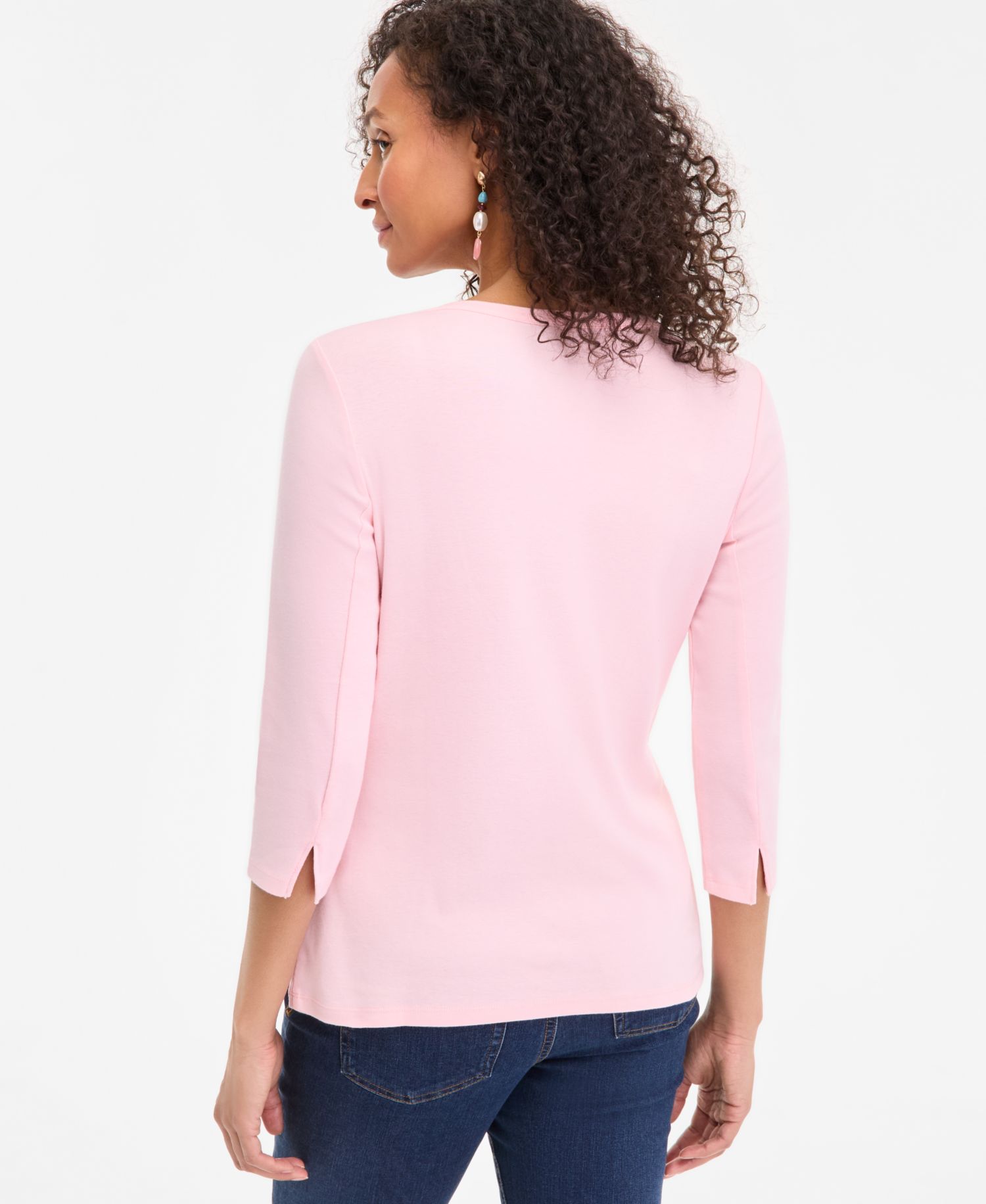 Plus Size 3/4 Sleeve Boat-Neck Top