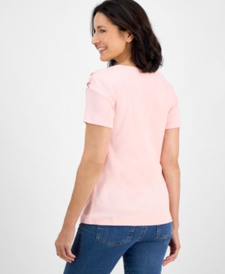 Women's Pima Cotton Button-Shoulder Top, Exclusively at Macy's