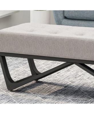 Upholstered Bench with Black Geometric Legs and Modern Bentwood Frame for Living Room or Bedroom