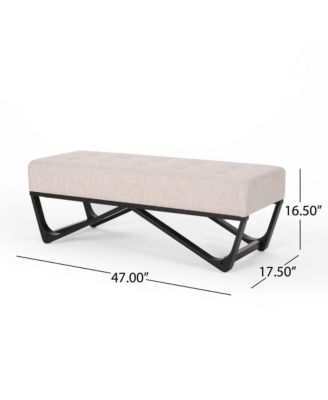 Upholstered Bench with Black Geometric Legs and Modern Bentwood Frame for Living Room or Bedroom