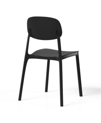 Modern Stackable Polypropylene Plastic Patio Dining Chair (Set of 2)