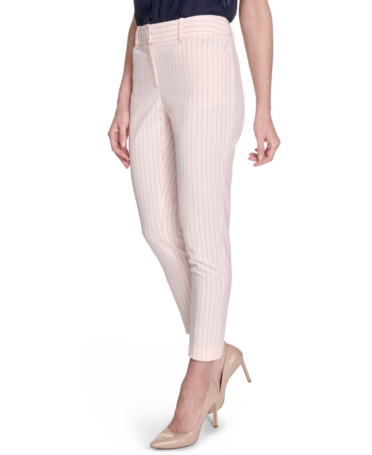 Tommy Hilfiger Women's Pinstripe Mid Rise Slim-leg Pants