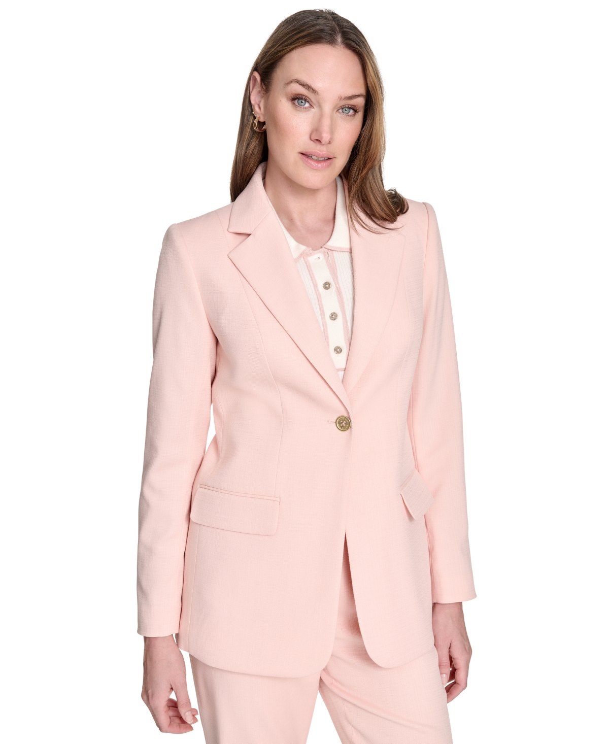 Women's Notched Collar One-Button Blazer - Evening Sand