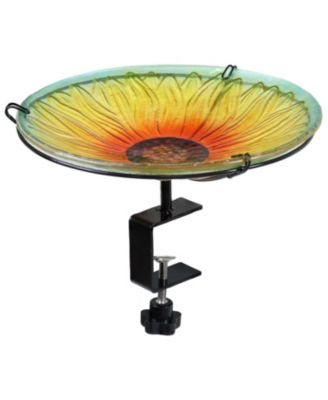 Deck-Mounted/Staked Glass Bird Bath - 10.5” Diameter