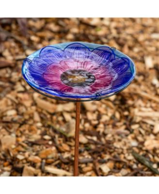 Glass Bird Bath with Deck-Mount or Stake Option