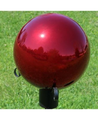 Indoor/Outdoor Reflective Mirrored Surface Garden Gazing Globe Ball with Stemmed Bottom and Rubber Cap - 10" Diameter
