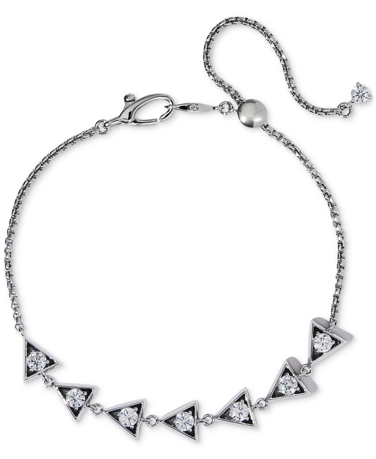 Eliot Danori Silver-tone Cubic Zirconia Triangle Slider Bracelet, Exclusively At Macy's In Silver