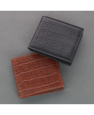Men's Esteban Croco Embossed Leather 8 Slot Bi-Fold Wallet