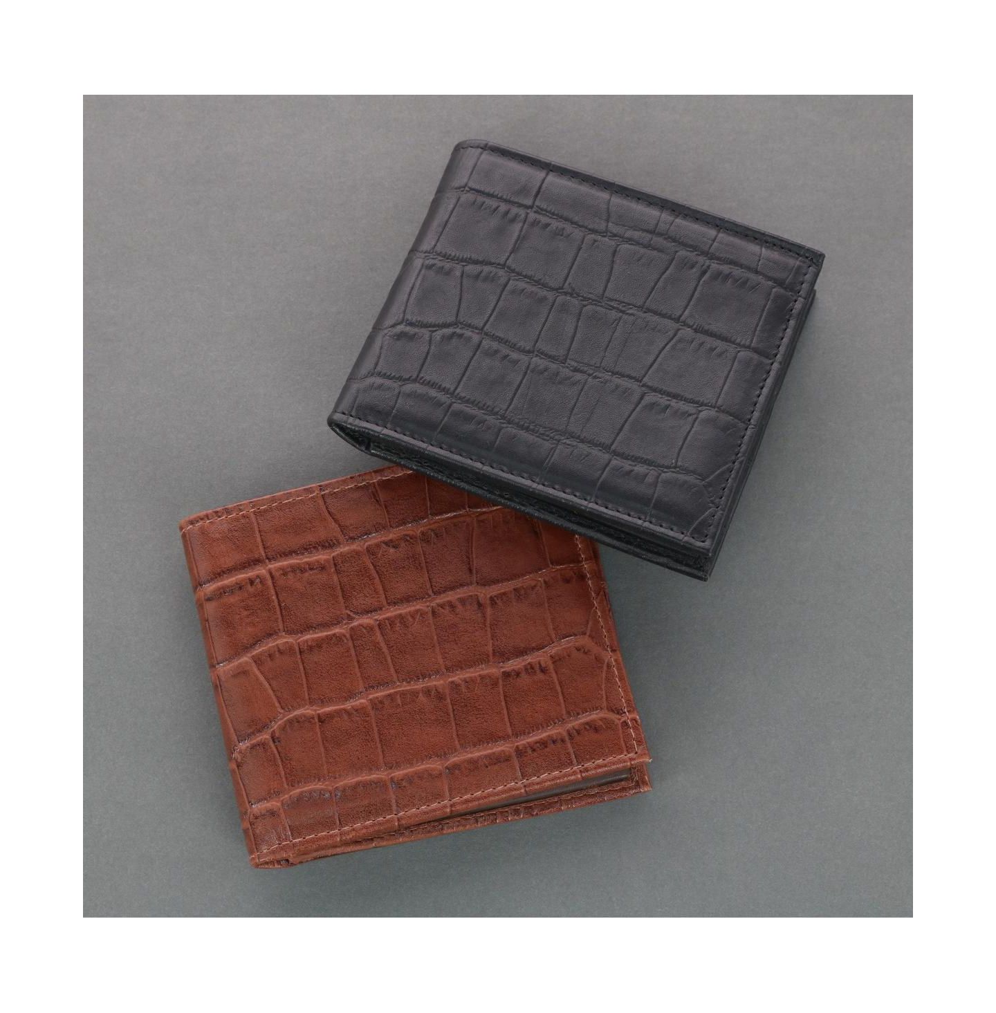Мужской кошелёк Trafalgar Esteban Croco Embossed Leather 8 Slot Bi-Fold Wallet, цвет: Чёрный — фото 5