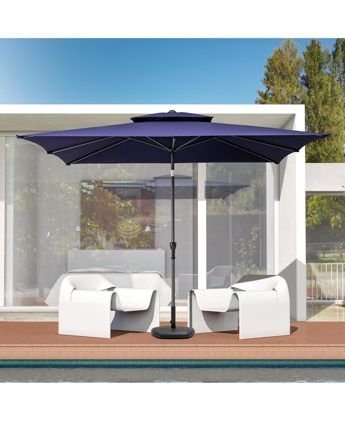 Adjustable Rectangular Tilt Patio Umbrella – Outdoor Shade for Garden & Deck