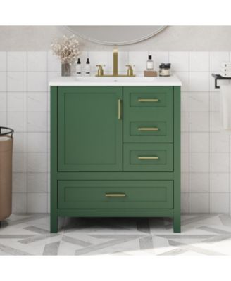Streamdale 30" Green Bathroom Vanity Set with Sink, Storage Cabinet, Soft Close Drawers, Removable Tray