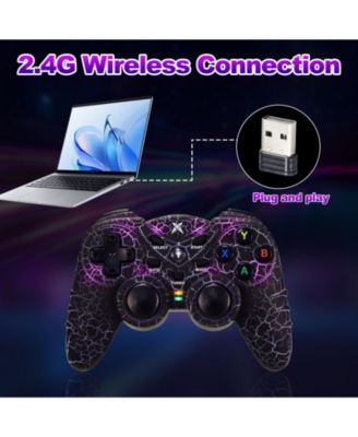 Double vibration Wireless Controller with RGB LED Lights Turbo Function for Windows 7/8/10/11