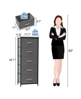 Lightweight Steel and Fabric Chest with Five Drawers for Small Spaces