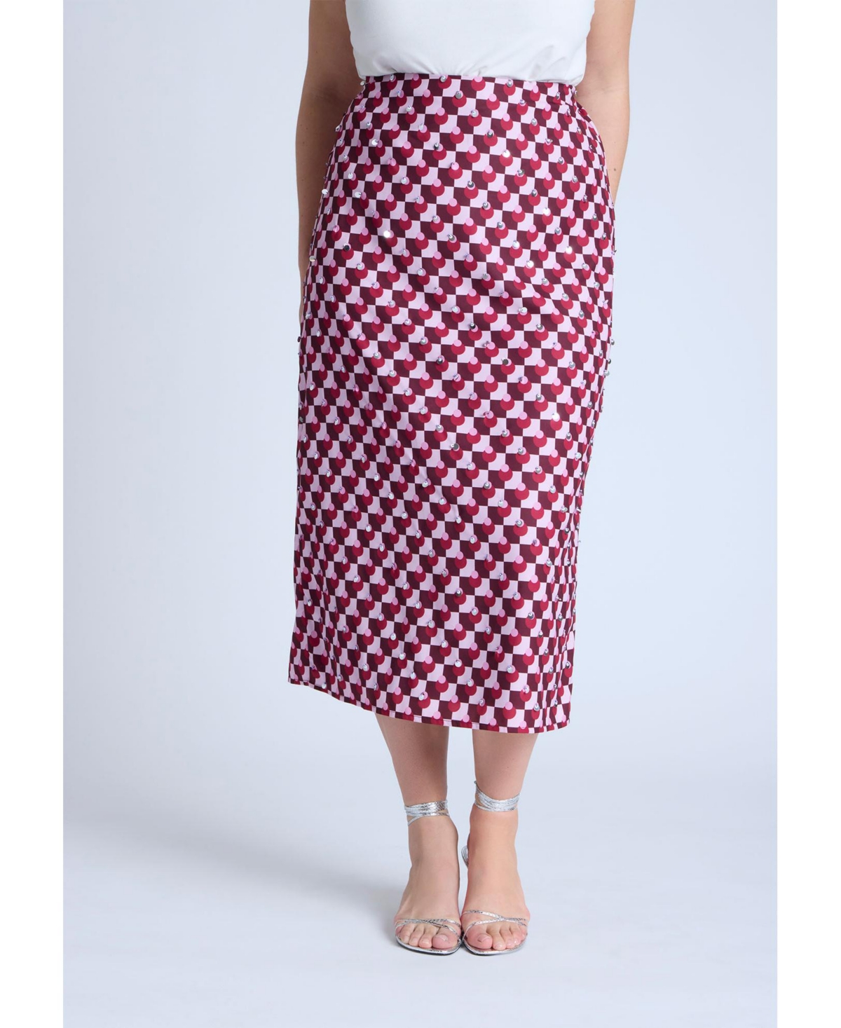 Plus Size Geometric Sequin Skirt - Kaleidoscope dreams