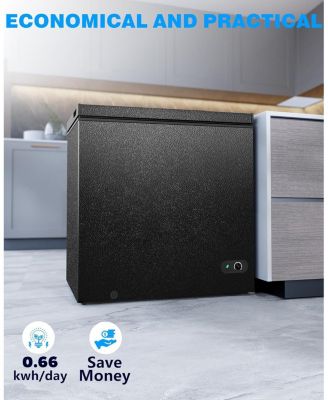 7.0 Cu Ft Chest Freezer — Removable Basket, Bottom Defrost Drain, Top-Opening, Adjustable 7-Thermostat Deep Freezer for Home or Apartment