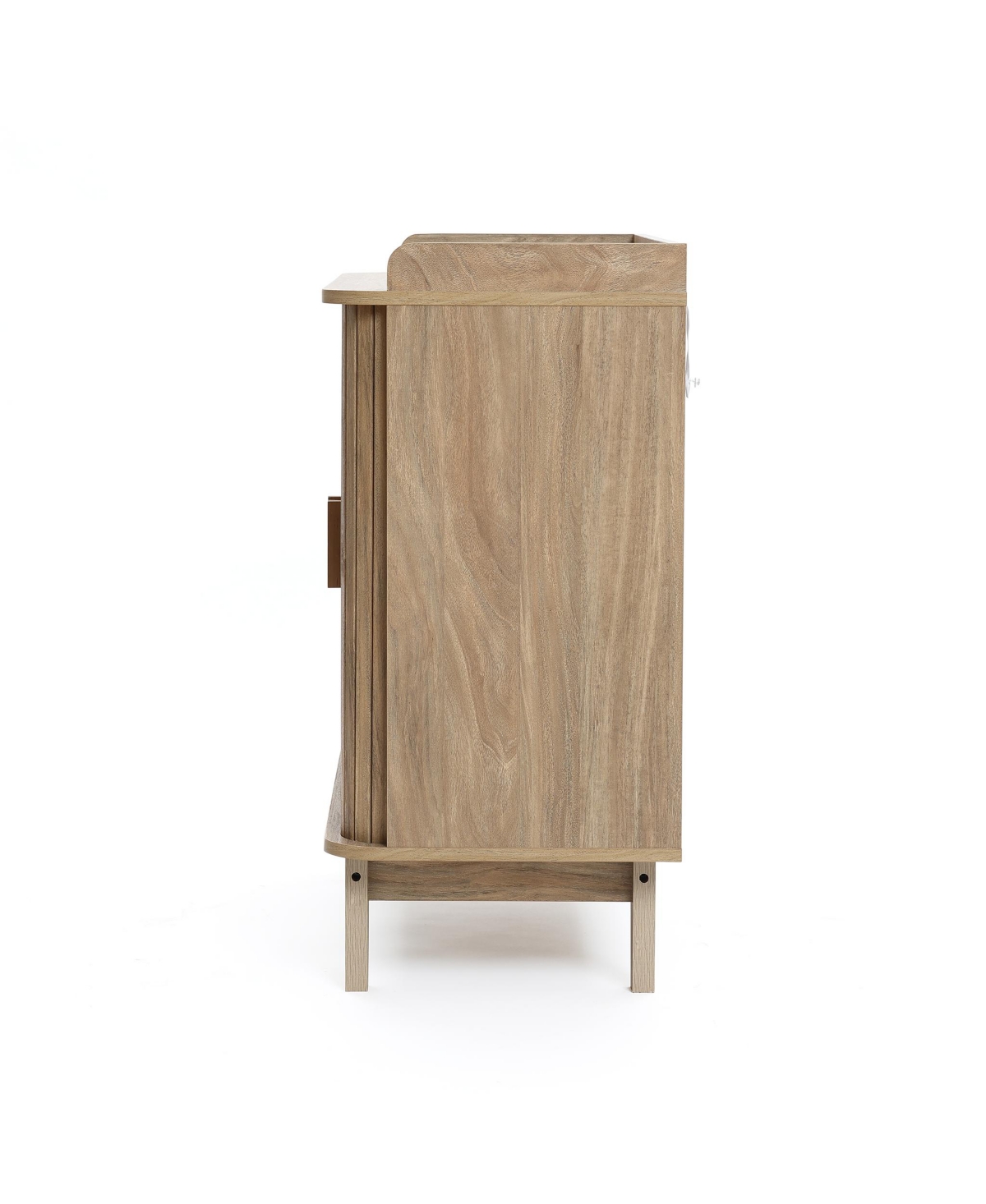 Luxenhome Mid-century Modern Tambour-style 2-door 31.5-inch Wide Cabinet With Tray Top, Oak In Brown