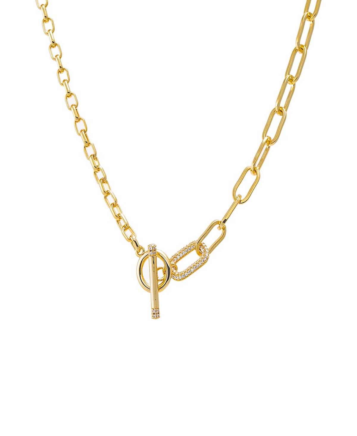 Pave Accented Toggle Multi Chain Necklace - Gold