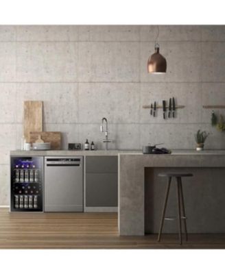 26-Bottle Wine Cooler / 130-Can Beverage Fridge — Clear Glass Door, Quiet Compressor, Freestanding 3.2 cu ft Mini Wine Cellar