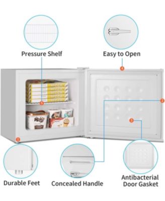 Mini Freezer, 1.2 Cu. Ft Small Upright Freezer with Handle, Removable Shelves, 7-Level Adjustable Thermostat, Low Noise Freezer