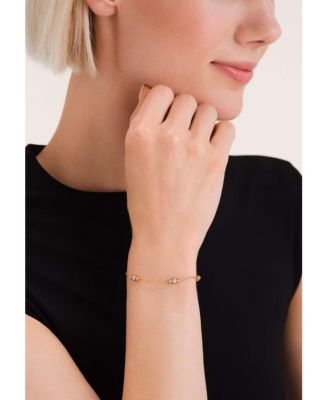 Triple Crystal Bracelet In 14K Yellow Gold Plated Stainless Steel