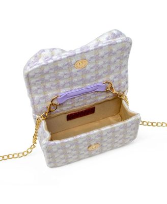 Girls Tweed Jumbo Pearl Bow Handbag, Pink