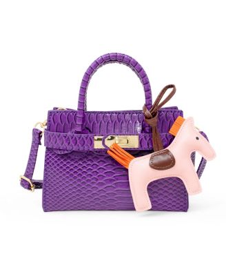 Girls Crocodile Pony Handbag, Orange