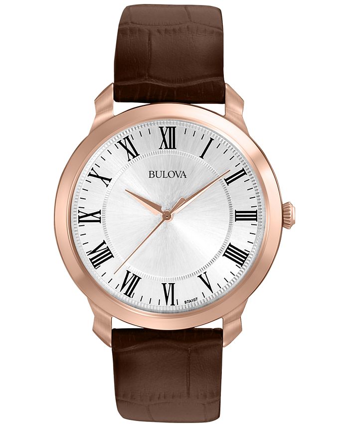 Bulova Men's Brown Leather Strap Watch 41mm 97A107 Macy's