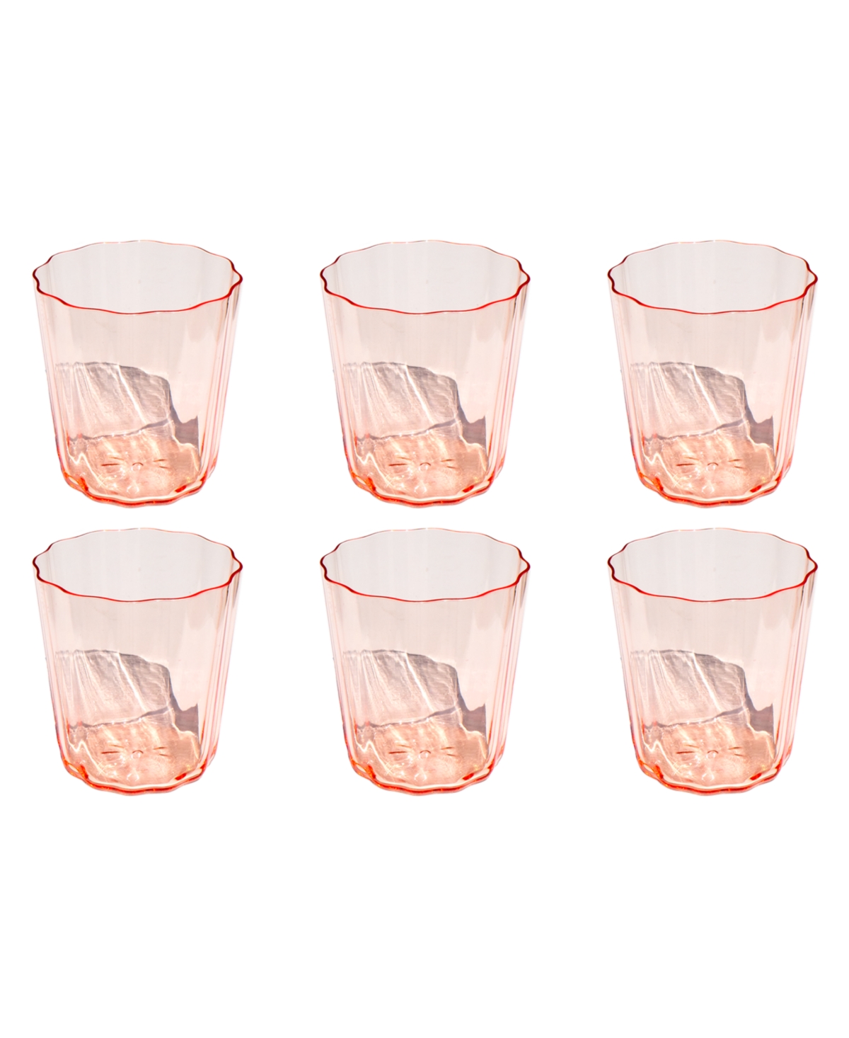 Tarhong Simple Scallop Goblet Glasses, Set Of 6 In Pink